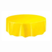 Solid Round Plastic Table Cover 84" Sunflower Yellow