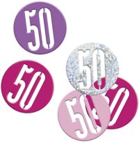 Birthday Pink Glitz Confetti Number 50