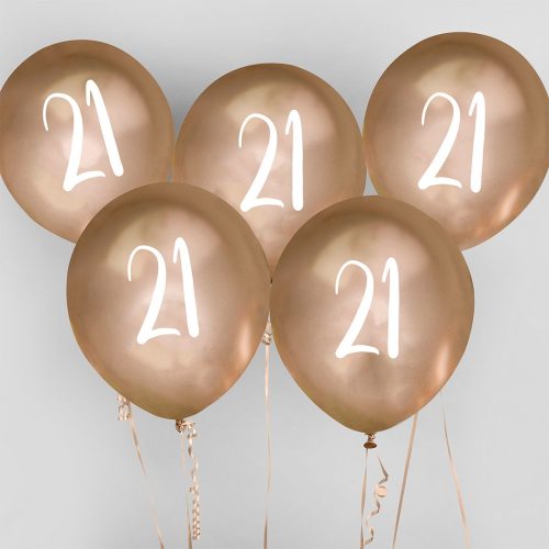 21 Gold Chrome Latex Balloons