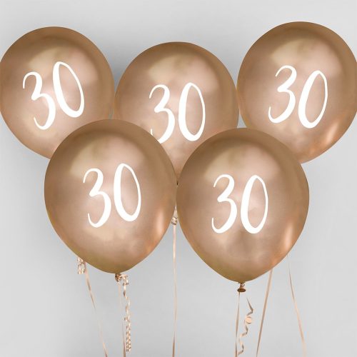 30 Chrome Gold Latex Balloons