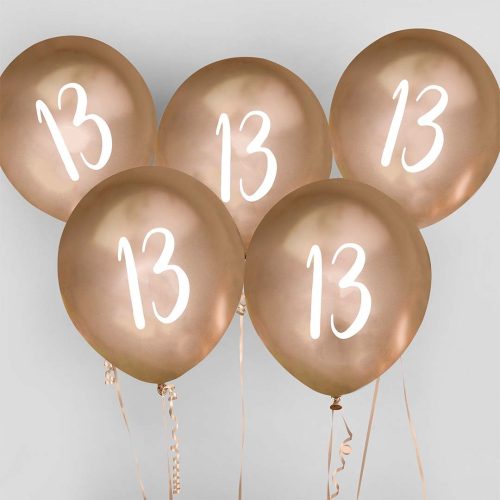 aged 13 Gold Chrome Latex balloons