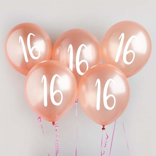 16 Chrome Rose Gold Latex Balloons