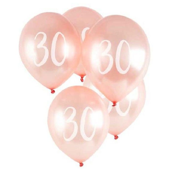 30 Chrome Rose Gold Latex Balloons