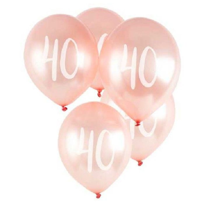 40 Chrome Rose Gold Latex Balloons