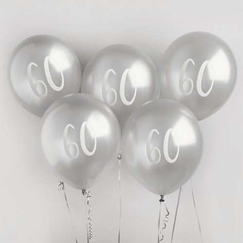 Age 60 Chrome Silver Latex Balloons