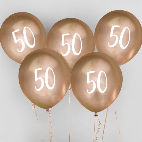 50 Chrome Gold Latex Balloons