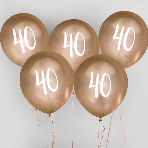 40 Chrome Gold Latex Balloons