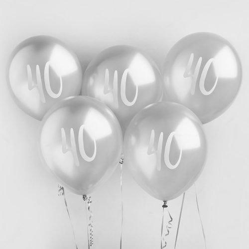 Age 40 Chrome Silver Latex Balloons