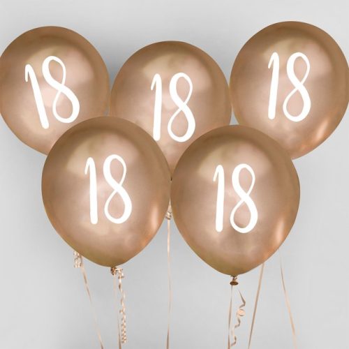 18th Gold Chrome Latex Balloons