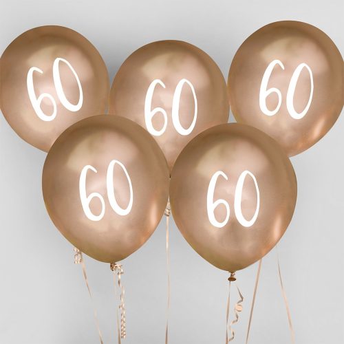 60 Chrome Gold Latex Balloons